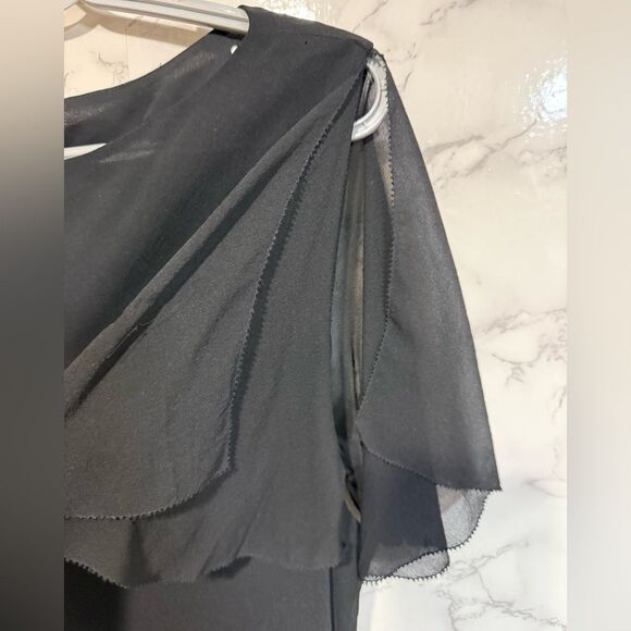 NEW Cynthia Howie 100% Silk Elegant Black Asymmetrical Dress Size 16W - Picture 4 of 7